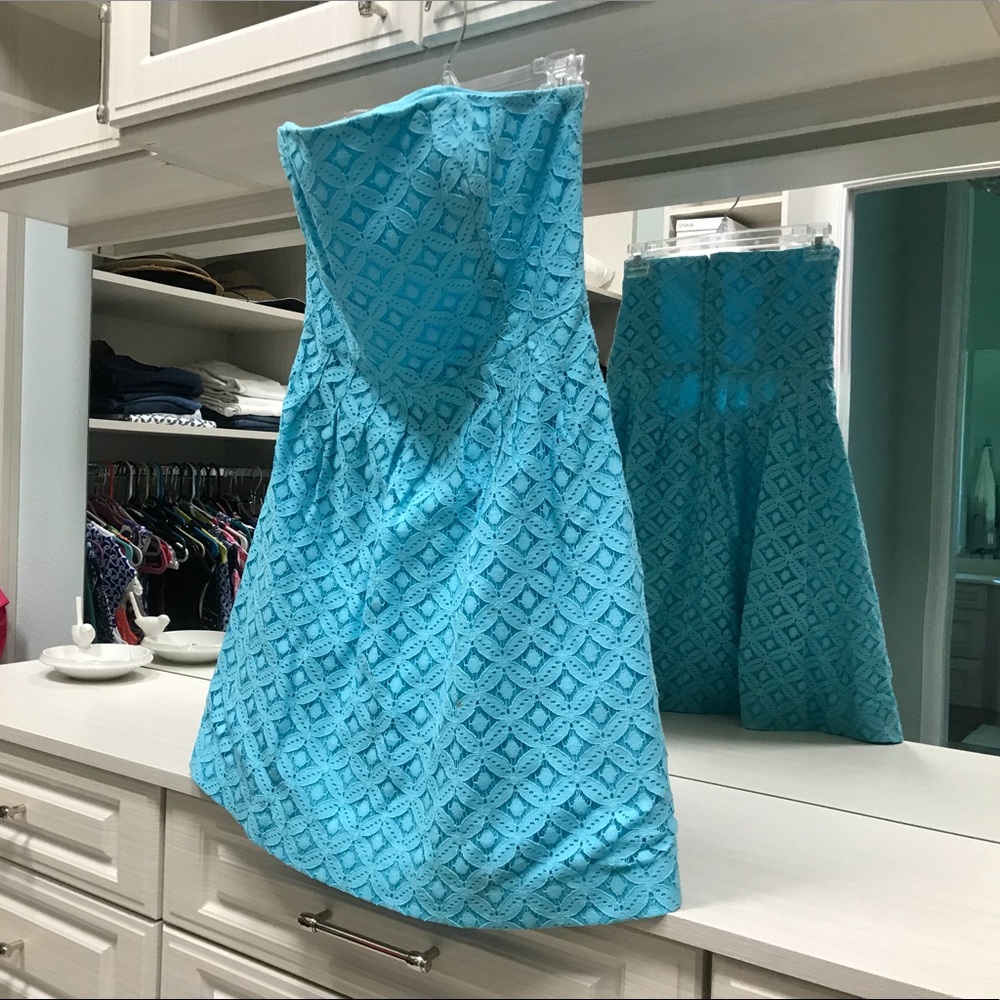 Lily Pulitzer Aqua Strapless Dress